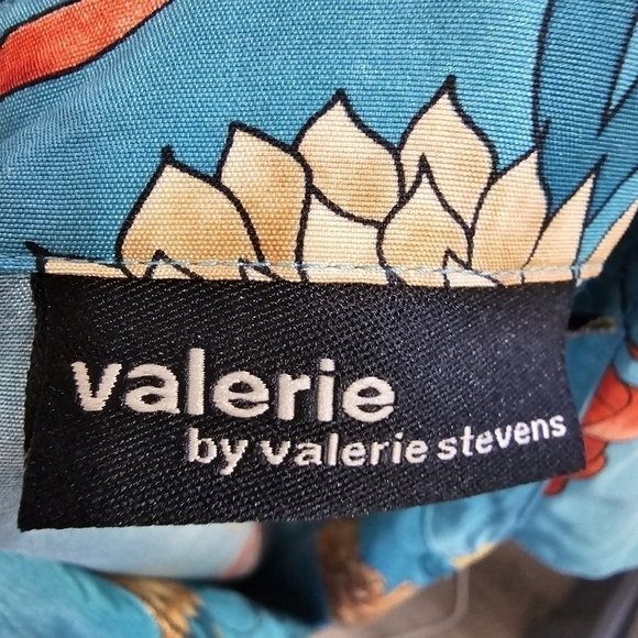 Silk floral teal wrap sleeveless collard top size small - Picture 9 of 11